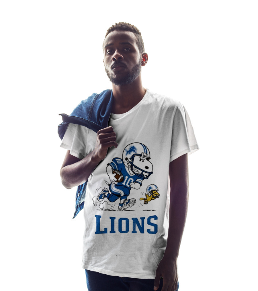 Detroit Lions Snoopy Woodstock Football Run T-Shirt