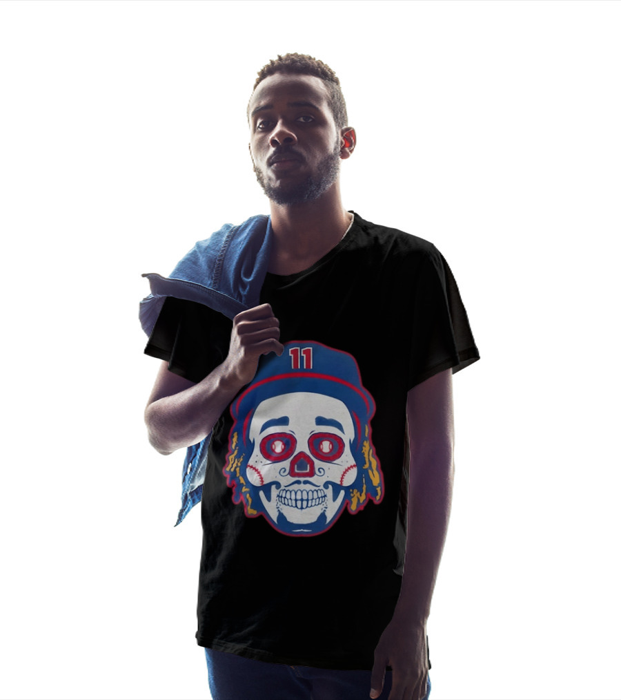 José Ramírez 11 Cleveland Guardians Sugar Skull Baseball Player T-Shirt