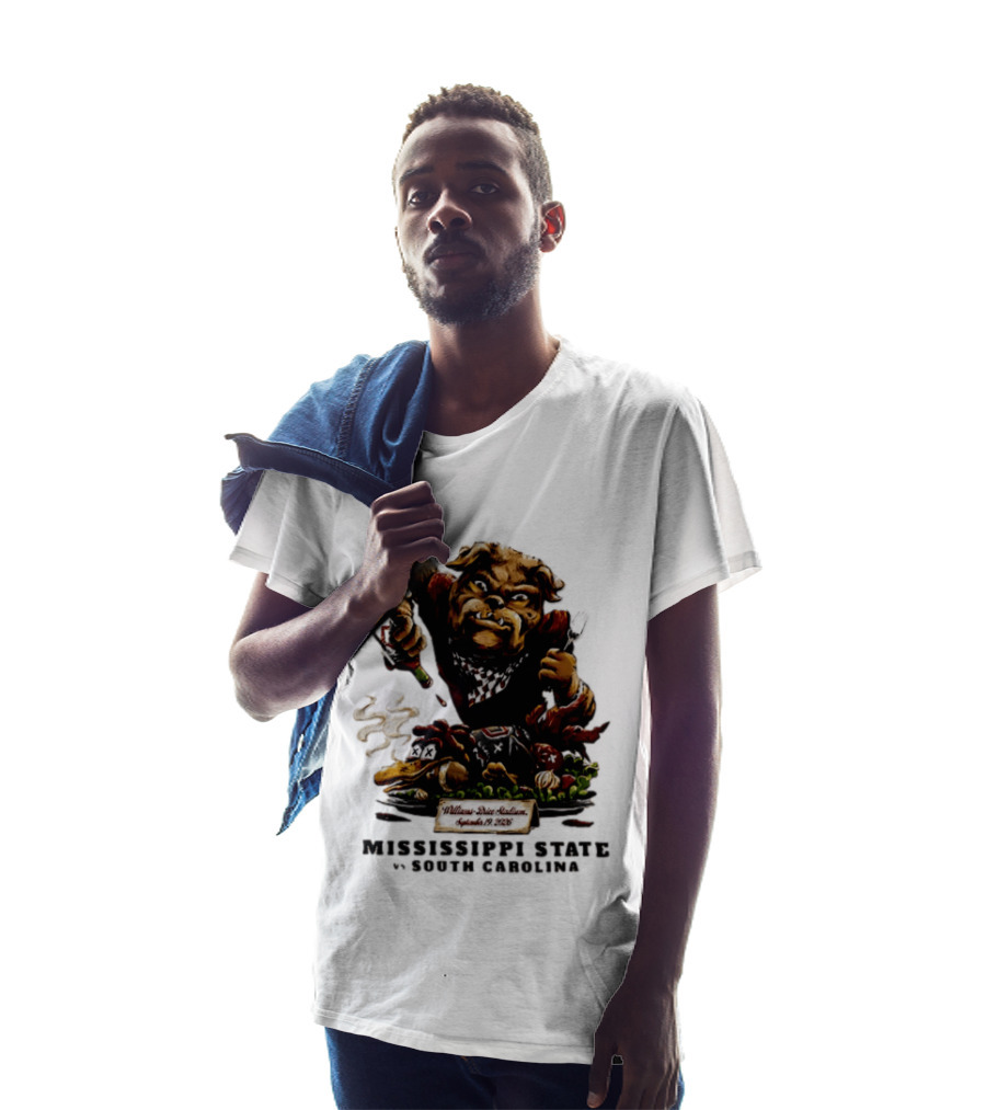 Mississippi State Vs South Carolina 2026 Bulldog Pouring Sauce On Roasted Duck Williams Brice Stadium T-Shirt