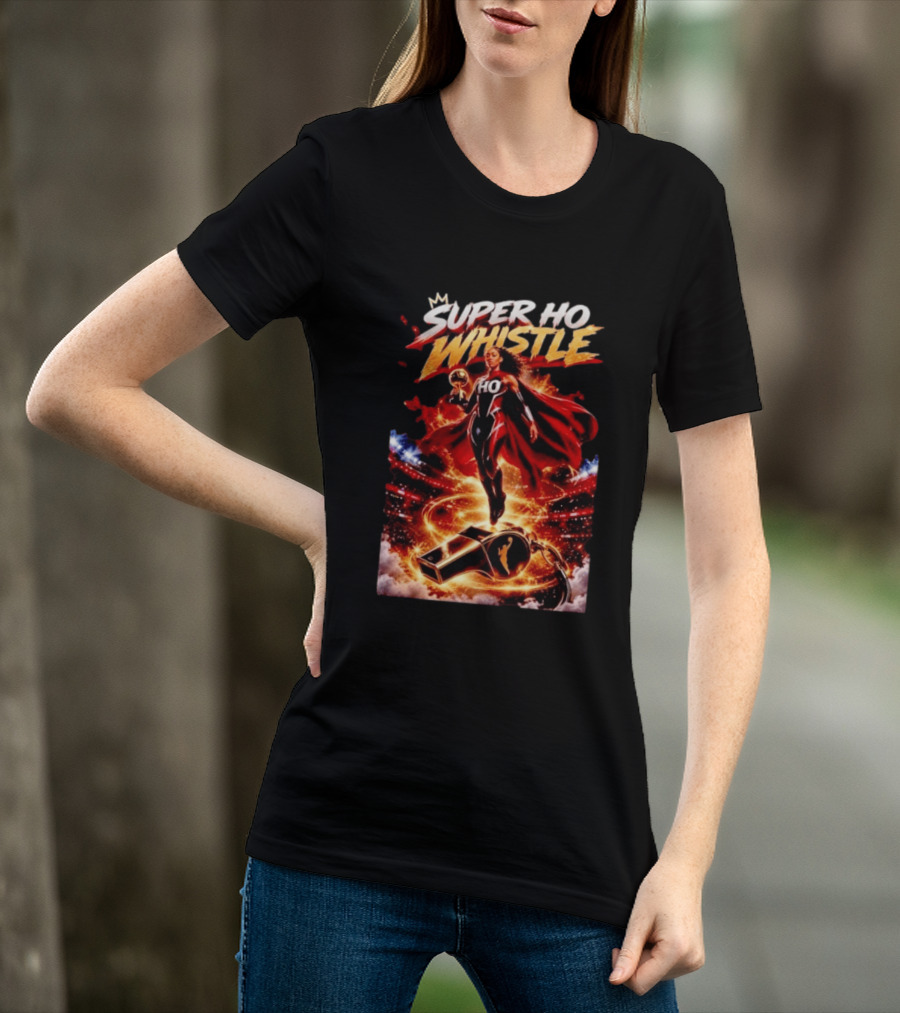 Super Ho Whistle WNBA Basketball Comic Style Heroine T-Shirt