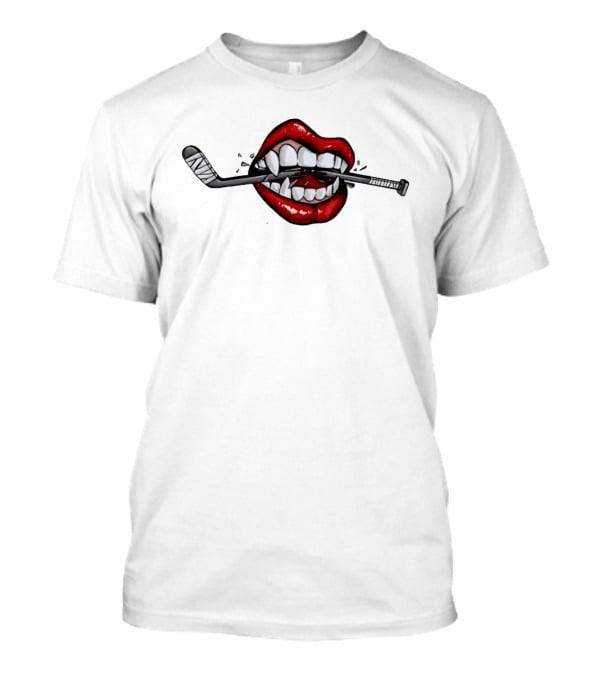 Savage Beauty Hockey Nation Lips And Hockey Stick T-Shirt