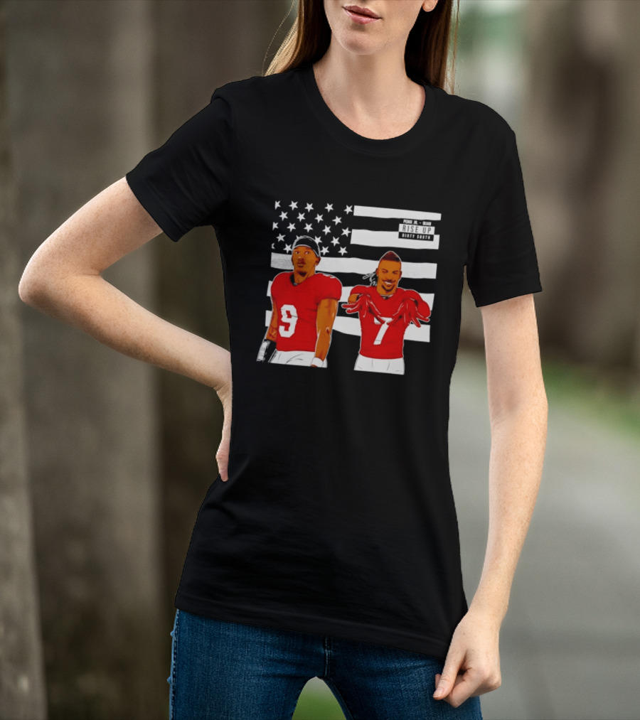 Michael Penix Jr Bijan Robinson Rise Up Dirty South Football Stars American Flag T-Shirt
