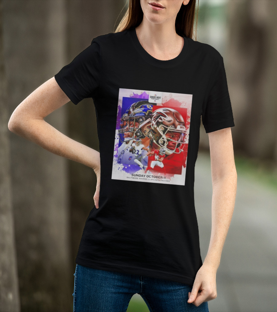 Sunday Night Football October 11 Baltimore Ravens Vs Atlanta Falcons NFL Matchup T-Shirt