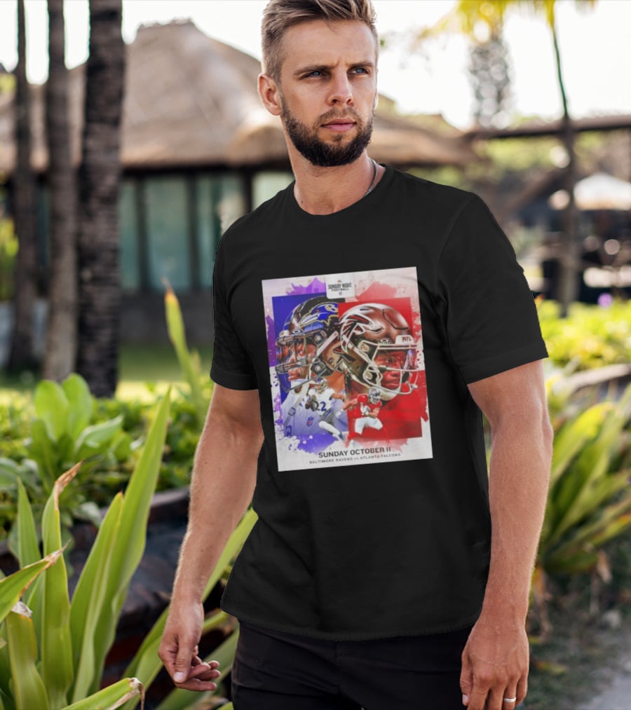 Sunday Night Football October 11 Baltimore Ravens Vs Atlanta Falcons NFL Matchup T-Shirt