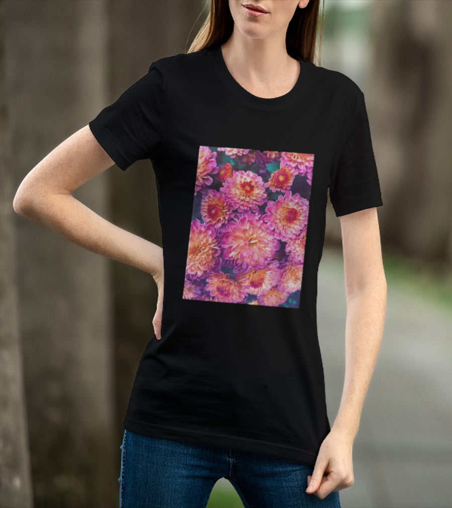 Many Pink And Orange Chrysanthemum Flowers In Full Bloom T-Shirt