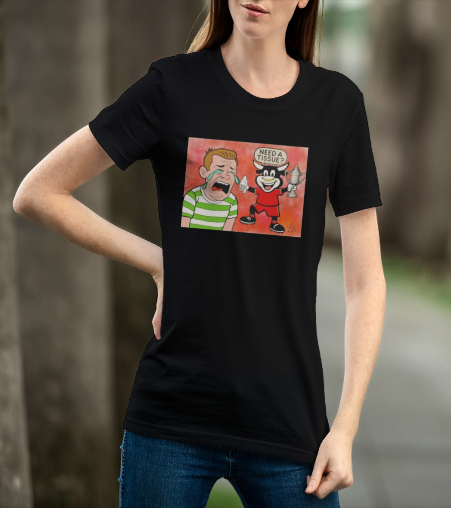 Need A Tissue Aberdeen FC Taunting Crying Celtic Cartoon Trophy T-Shirt