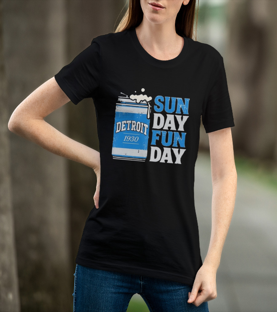 Detroit 1930 Beer Can Sun Day Fun Day Distressed T-Shirt
