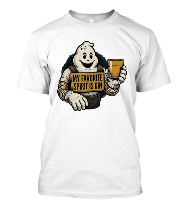 My Favorite Spirit Is Gin Ghost Character With Drink T-Shirt