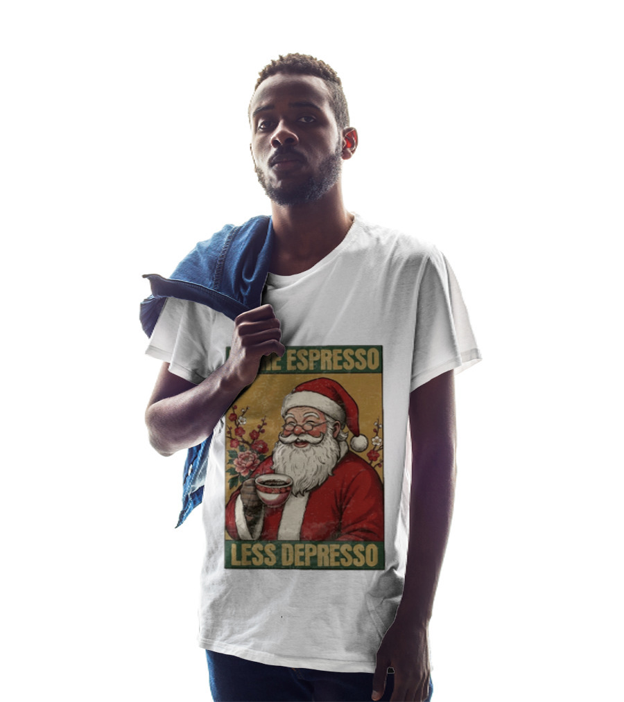 More Espresso Less Depresso Santa Coffee Meme T-Shirt