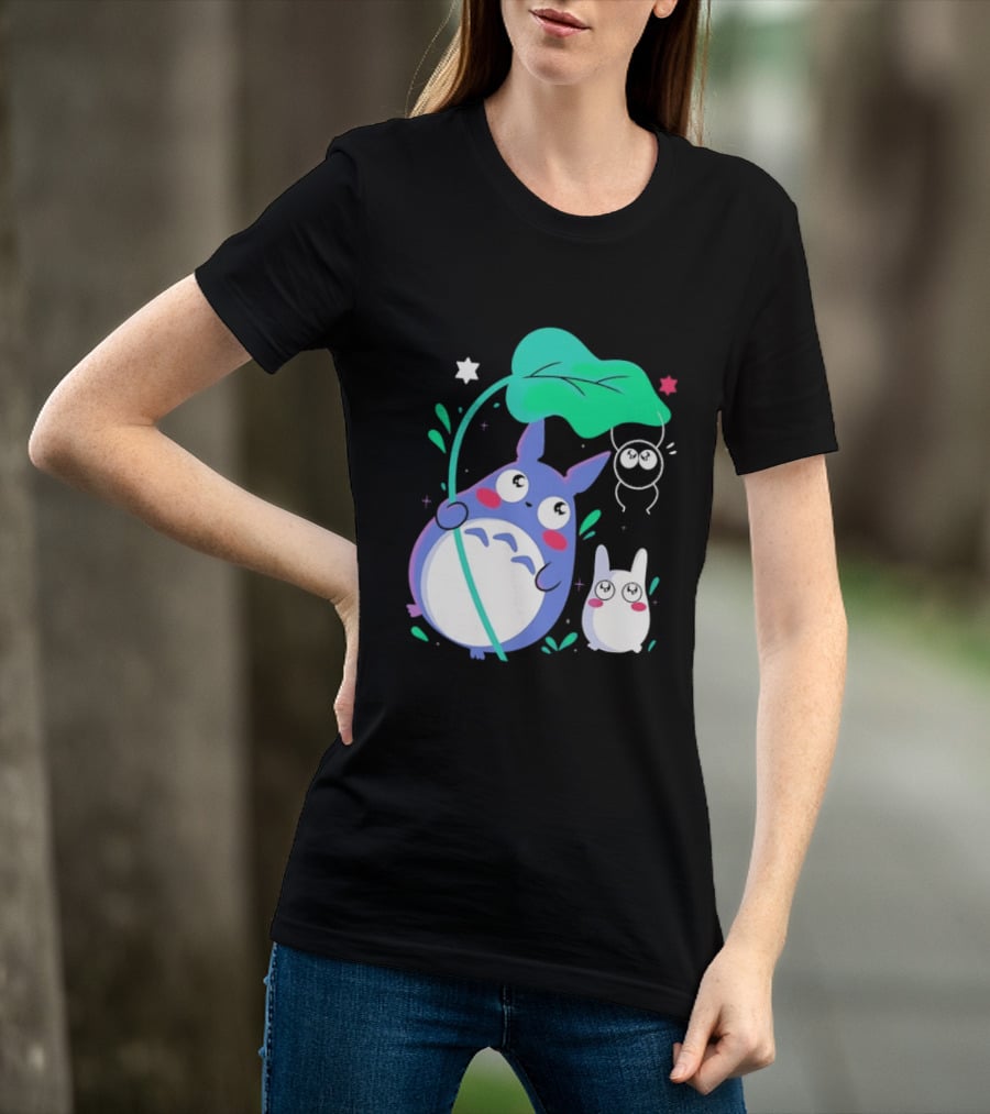 My Neighbor Totoro Soot Sprite Leaf Art Studio Ghibli Characters T-Shirt