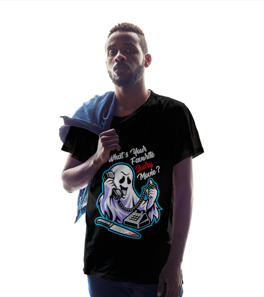 What's Your Favorite Scary Movie Ghost Scream Knife Phone T-Shirt