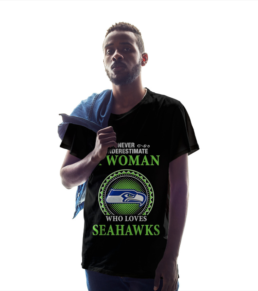 Never Underestimate A Woman Who Loves Seahawks T-Shirt