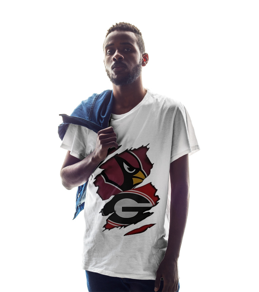 Arizona Cardinals Georgia Bulldogs Ripped Effect T-Shirt