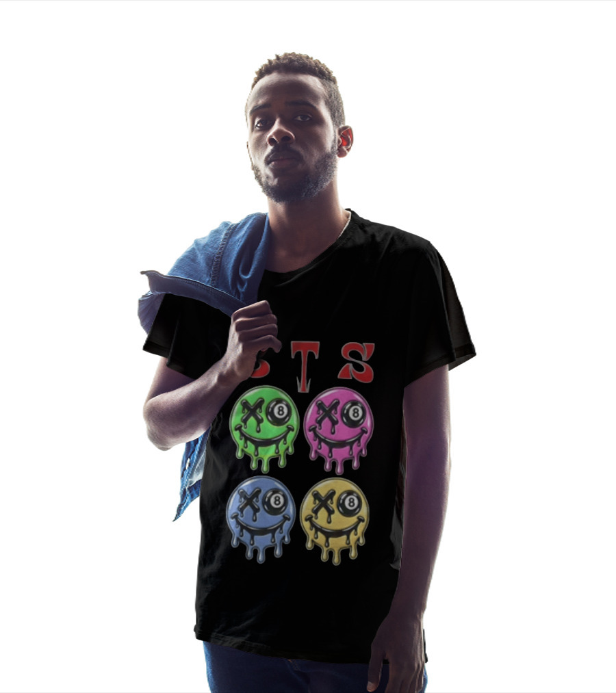 STS Four Melting Smiley Faces Eight Ball Eyes T-Shirt