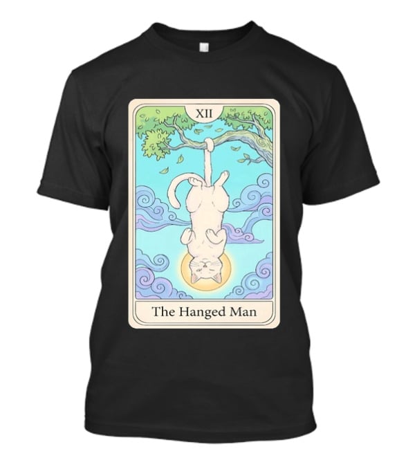The Hanged Man Tarot Card XII With Cat And Tree T-Shirt