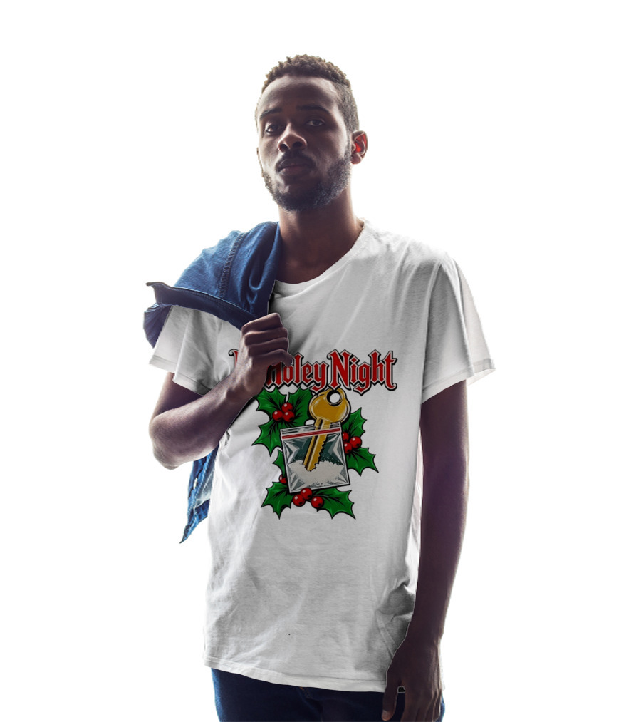 K Holey Night Christmas Holiday Festive Gold Key Holly Berries T-Shirt