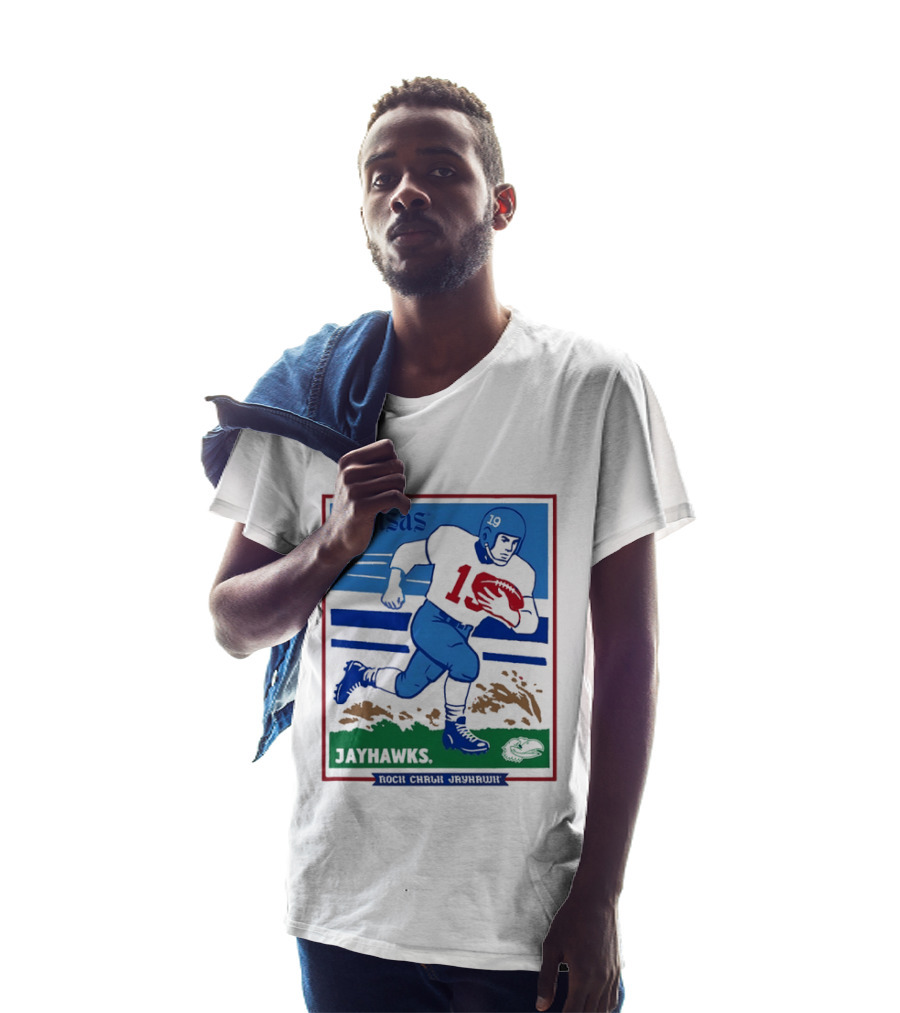 Kansas Jayhawks Rock Chalk Jayhawk Football Player 1950s T-Shirt
