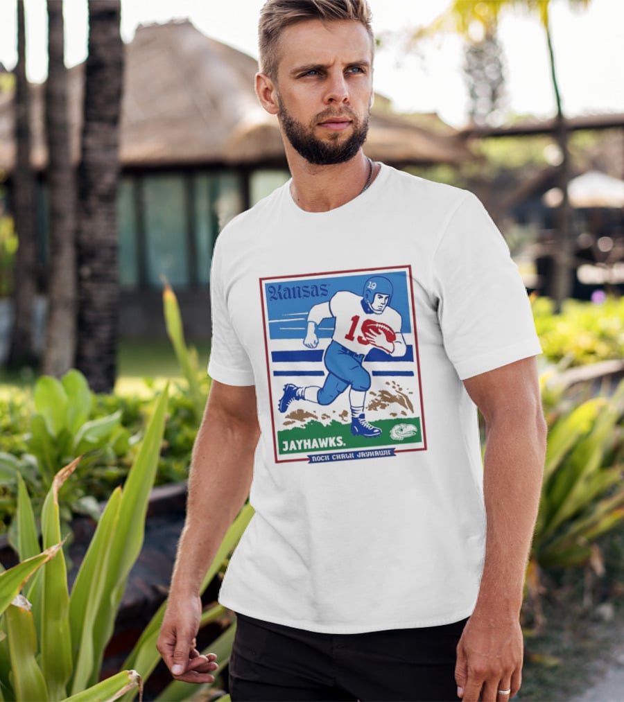 Kansas Jayhawks Rock Chalk Jayhawk Football Player 1950s T-Shirt