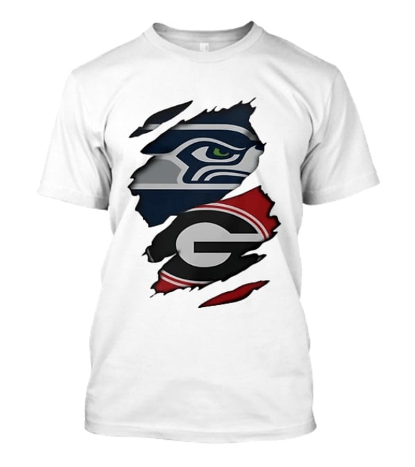 Seattle Seahawks Georgia Bulldogs Ripped T-Shirt