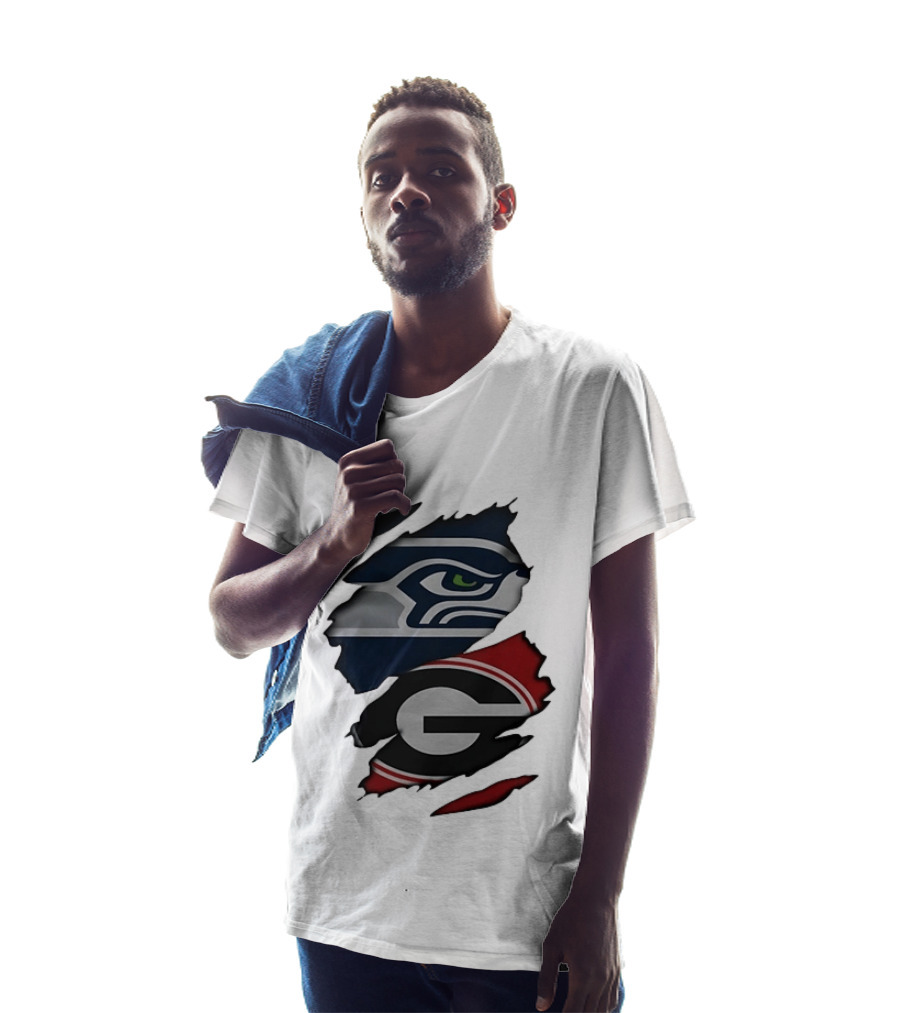 Seattle Seahawks Georgia Bulldogs Ripped T-Shirt