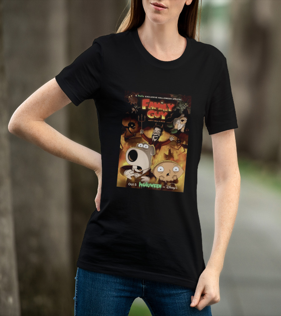 Hulu Exclusive Halloween Special Family Guy Happy Hell O Ween Oct 5 Huloween On Disney Plus T-Shirt