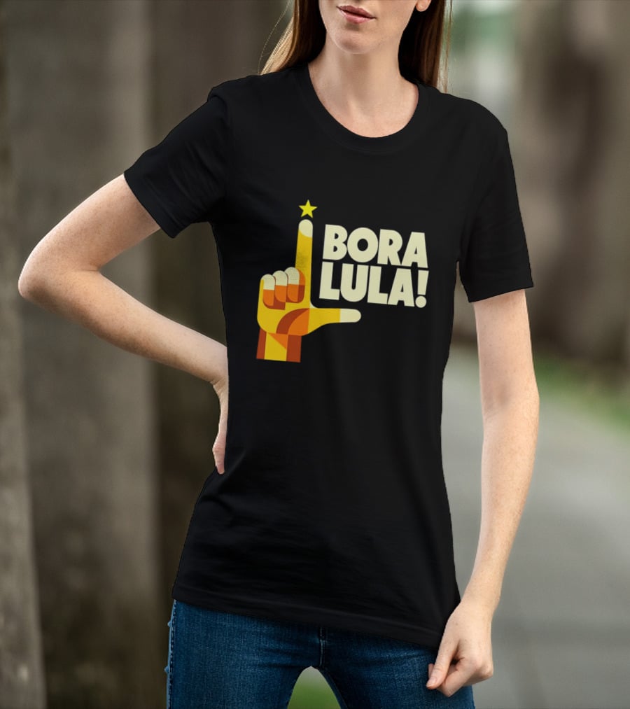 Bora Lula Political Campaign Brazil President Star Hand Gesture T-Shirt
