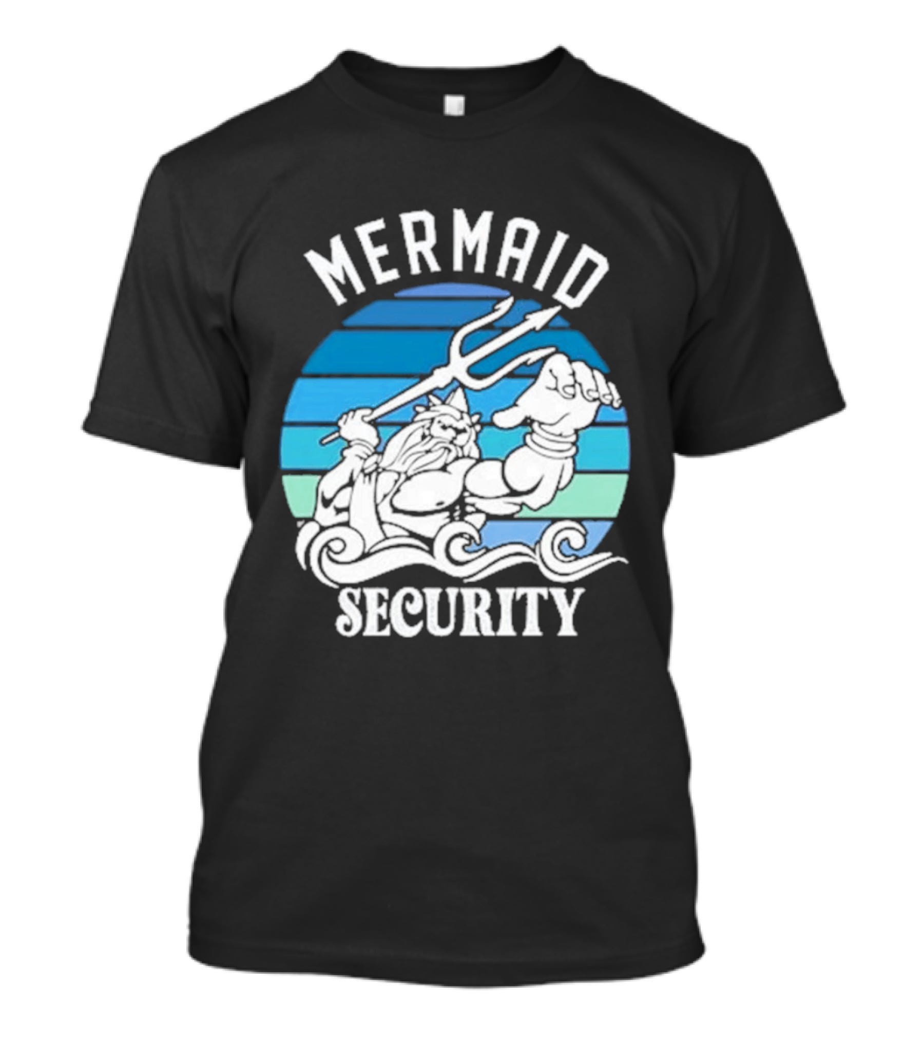 Mermaid Security Father's Day Trident Ocean Scene T-Shirt