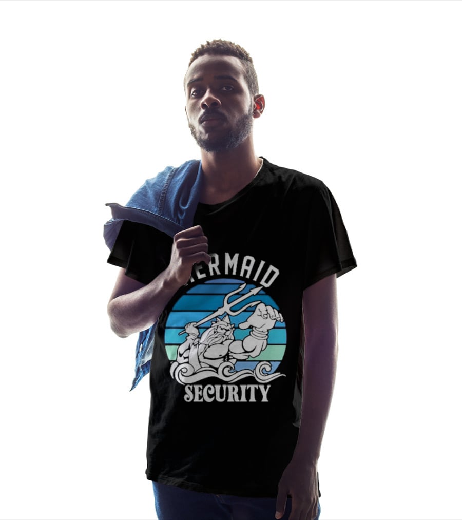 Mermaid Security Father's Day Trident Ocean Scene T-Shirt