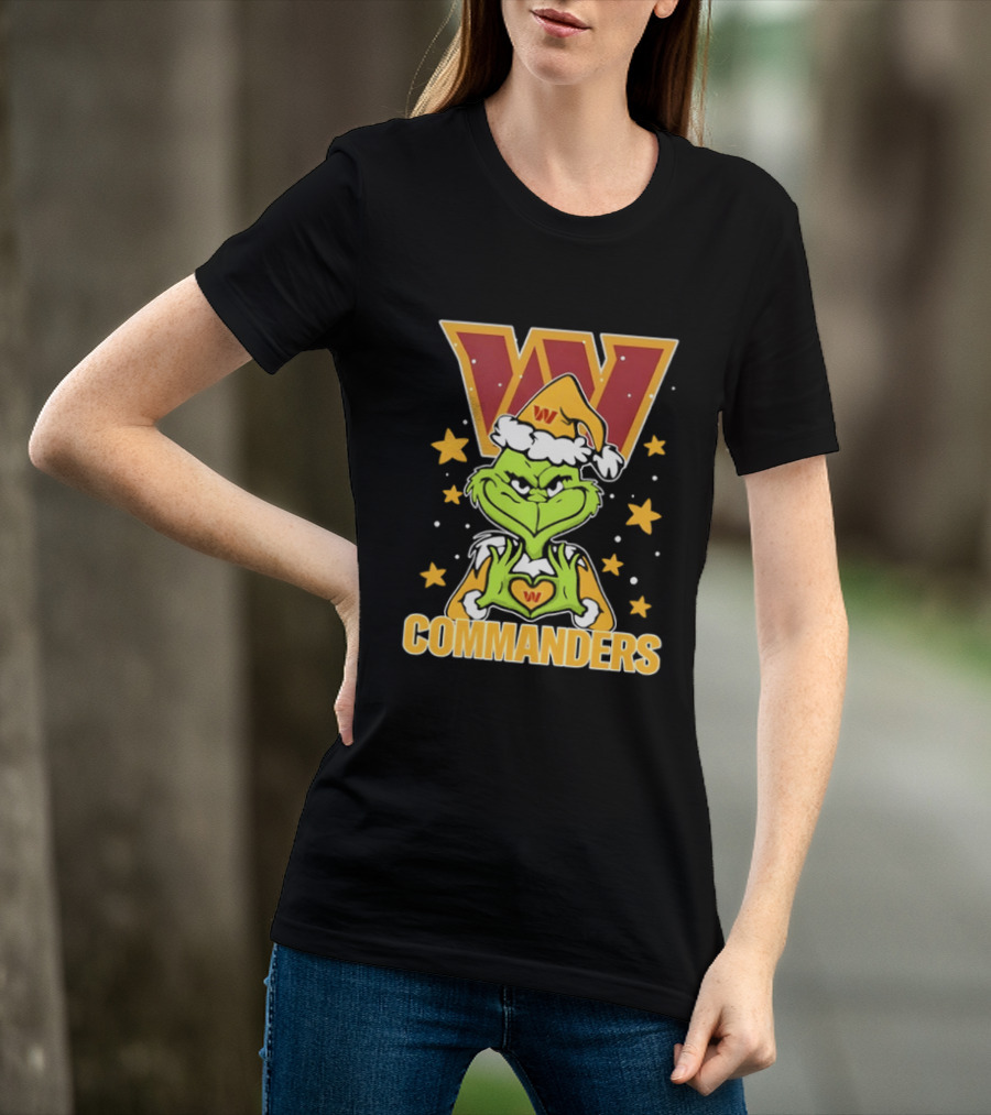 The Grinch Christmas W Commanders Football Team T-Shirt