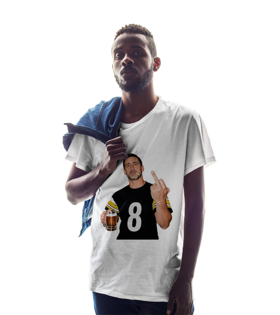 Aaron Rodgers Pittsburgh Steelers Number 8 Middle Finger And Beer Gesture T-Shirt