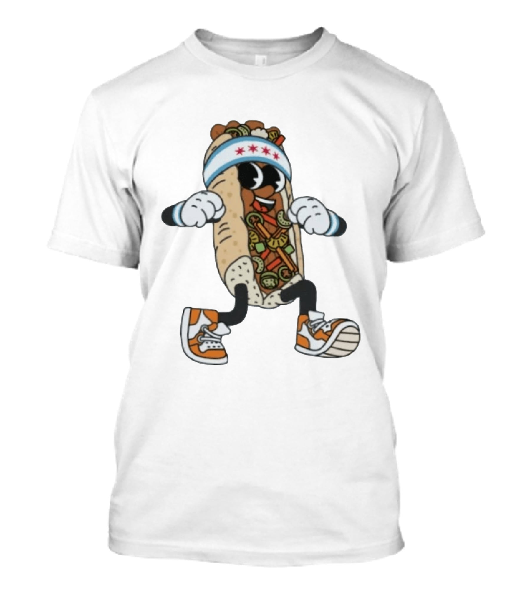 Chicago Juicy Jus Hot Dog Character Sneakers Headband Stars T-Shirt