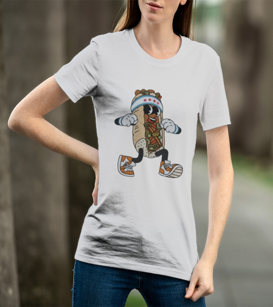 Chicago Juicy Jus Hot Dog Character Sneakers Headband Stars T-Shirt