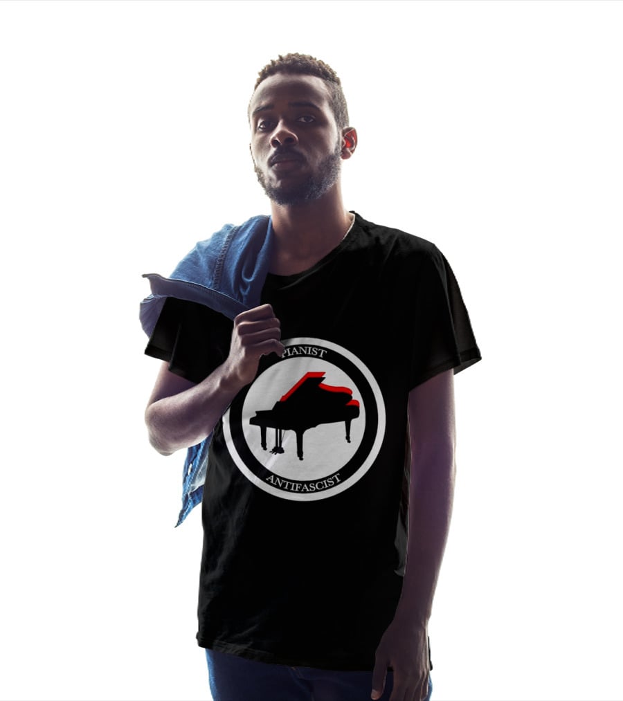 Pianist Antifascist Grand Piano Music T-Shirt