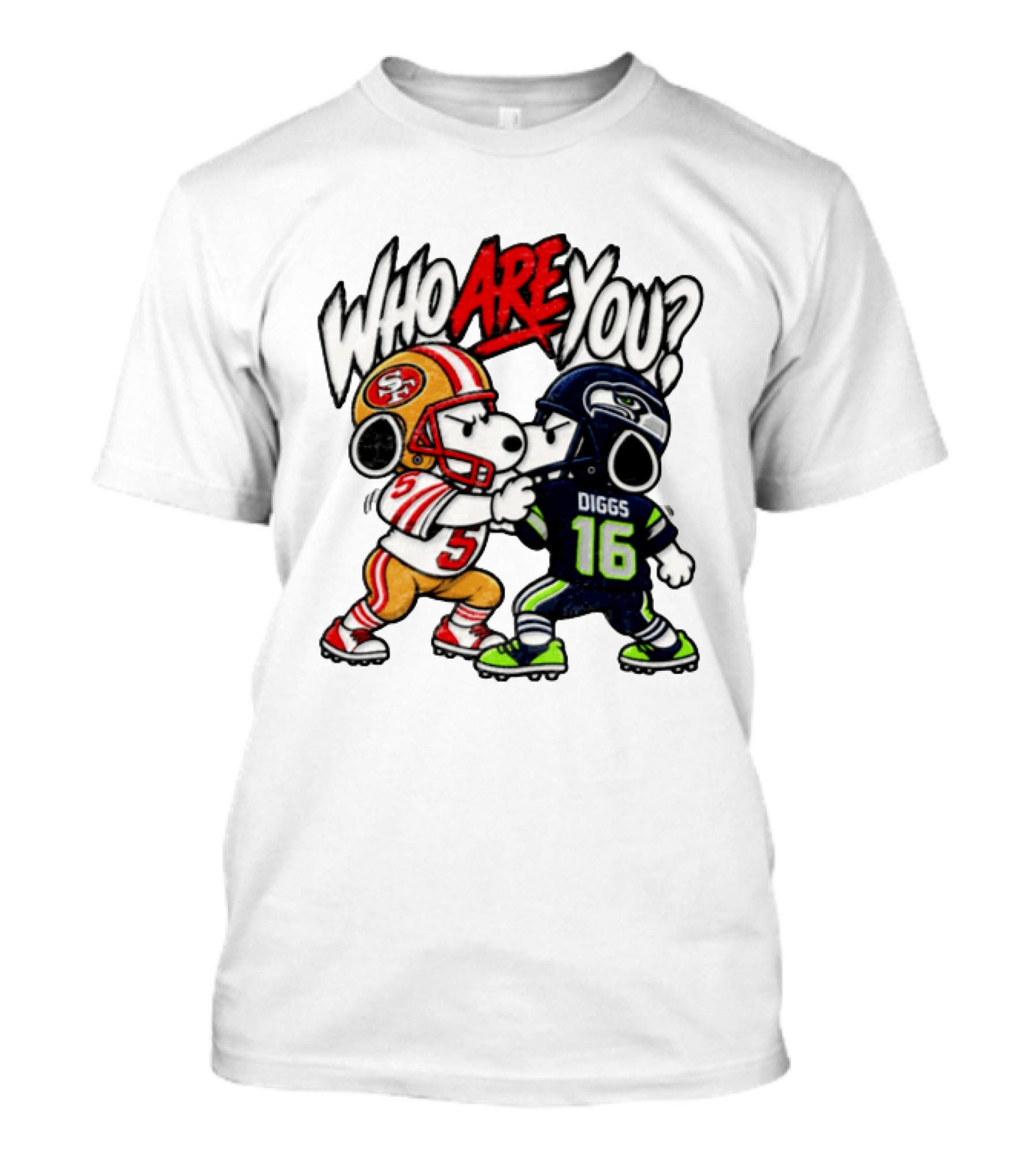 Who Are You Snoopy Version 49ers Vs Seahawks Diggs 16 T-Shirt