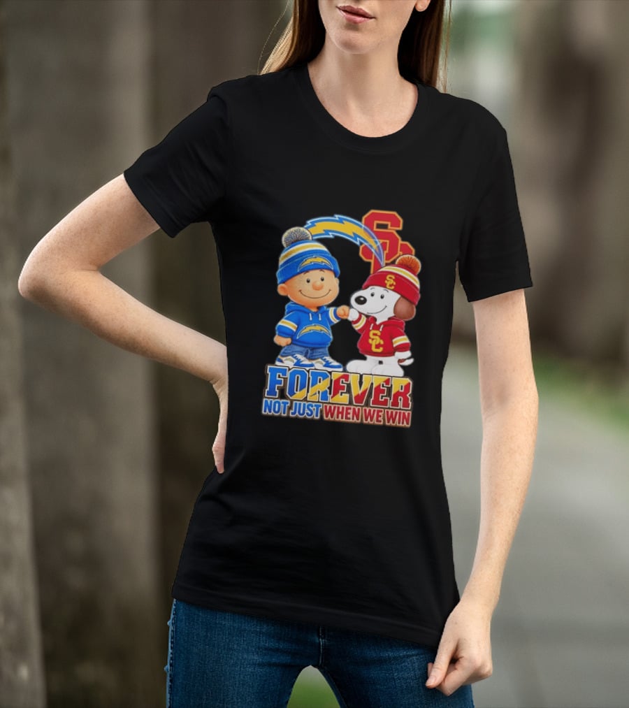 Charlie Brown Snoopy Los Angeles Chargers USC Trojans Forever Not Just When We Win T-Shirt
