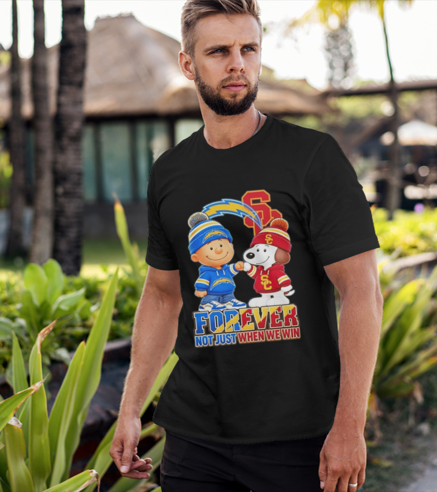 Charlie Brown Snoopy Los Angeles Chargers USC Trojans Forever Not Just When We Win T-Shirt