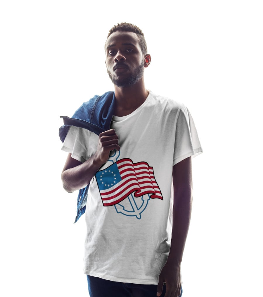 Betsy Ross Flag Nautical Anchor Patriotic T-Shirt