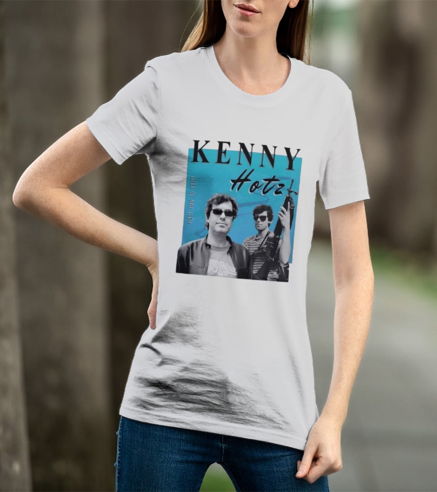 Kenny Hotz First Man To Exist Black And White Sunglasses Gun Image T-Shirt