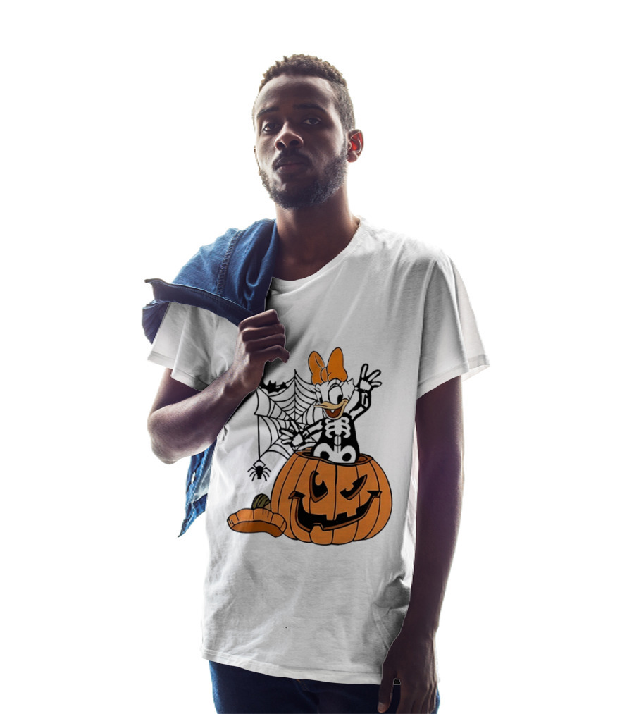 Daisy Duck Pumpkin Halloween Disney Character Spider Web T-Shirt