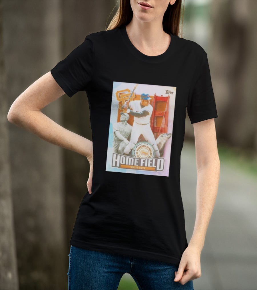 San Francisco Giants Willie Mays Topps Home Field Fisherman's Wharf Golden Gate Bridge T-Shirt