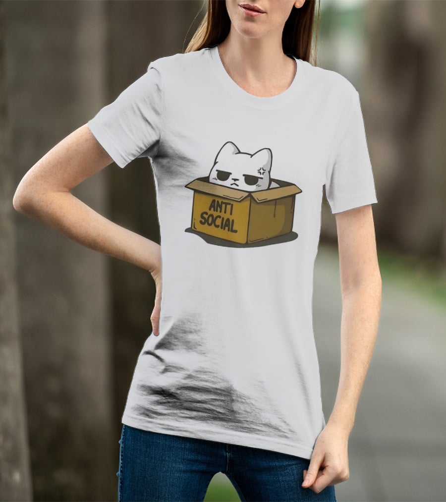 Grumpy Cat Anti Social Introvert In Box T-Shirt