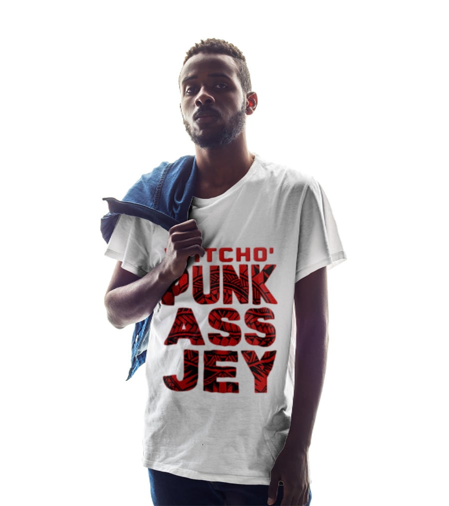 Witcho Punk ASS JEY Red And Black Tribal Patterned Block T-Shirt