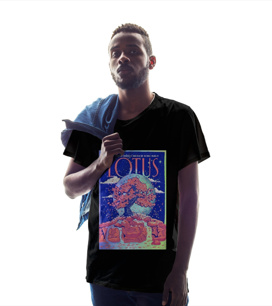 Lotus 2026 Tour By Benjamin Rumble March Tour Dates Illustration Cherry Blossom Moon T-Shirt