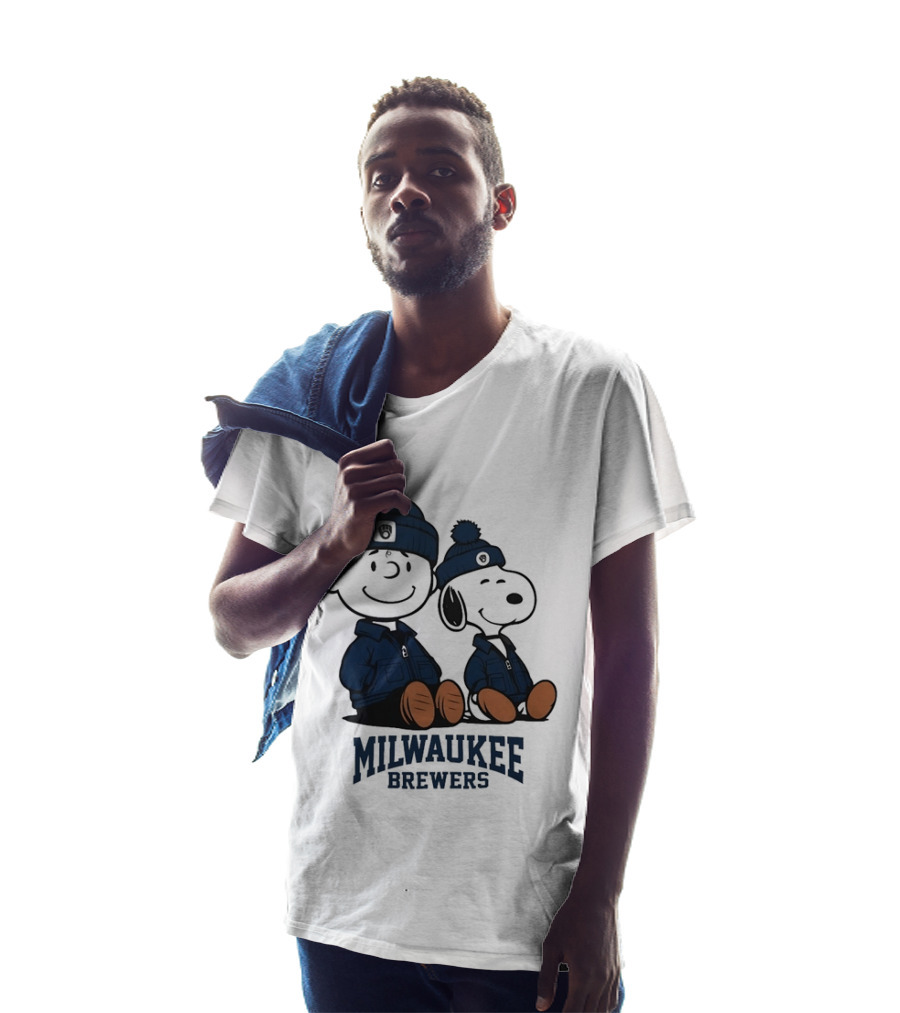 Milwaukee Brewers Charlie Brown Snoopy MLB Collaboration T-Shirt