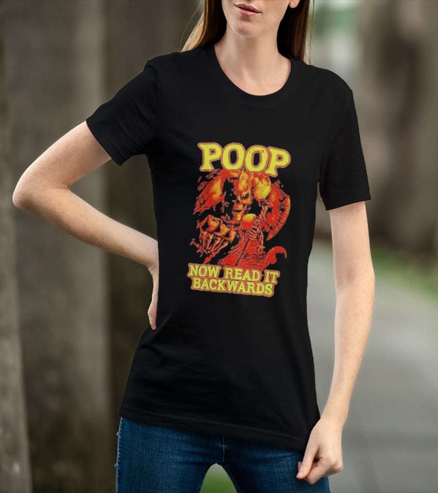 Skeleton Poop Now Read It Backwards Halloween Humor T-Shirt