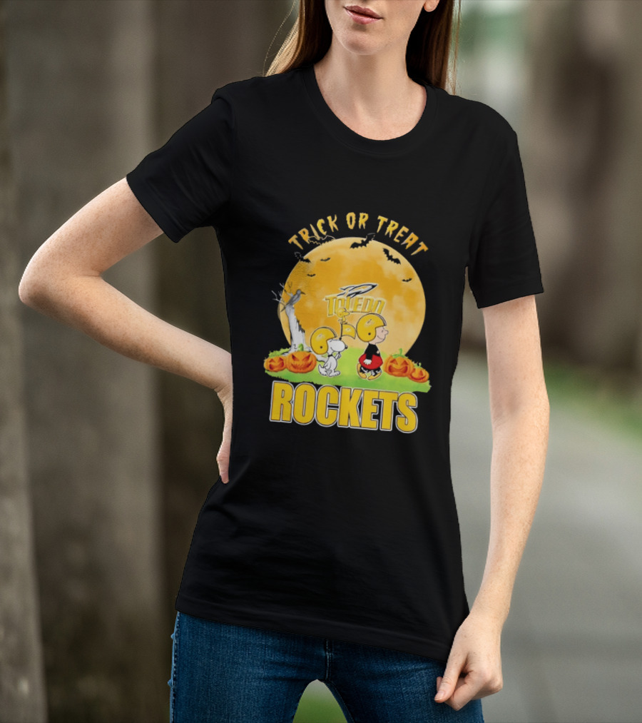 Toledo Rockets Trick Or Treat Halloween Charlie Brown Snoopy T-Shirt