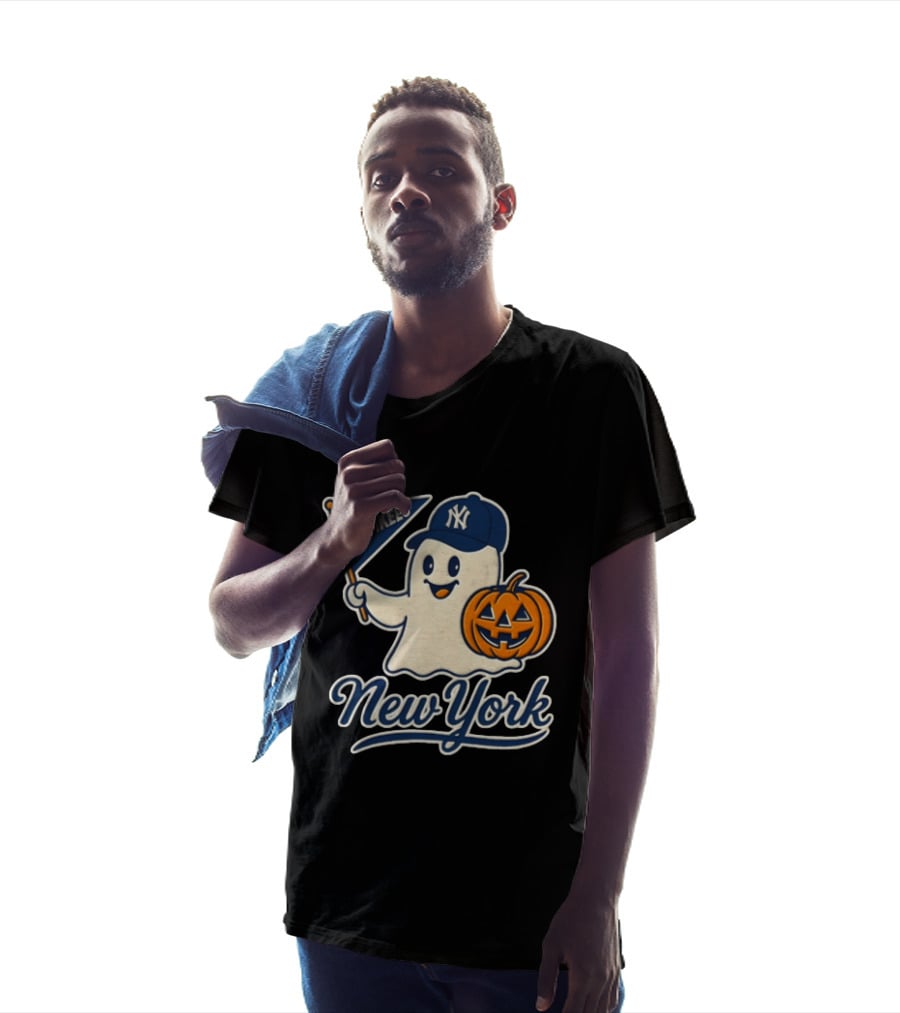New York Yankees Halloween Ghost Pumpkin Baseball T-Shirt
