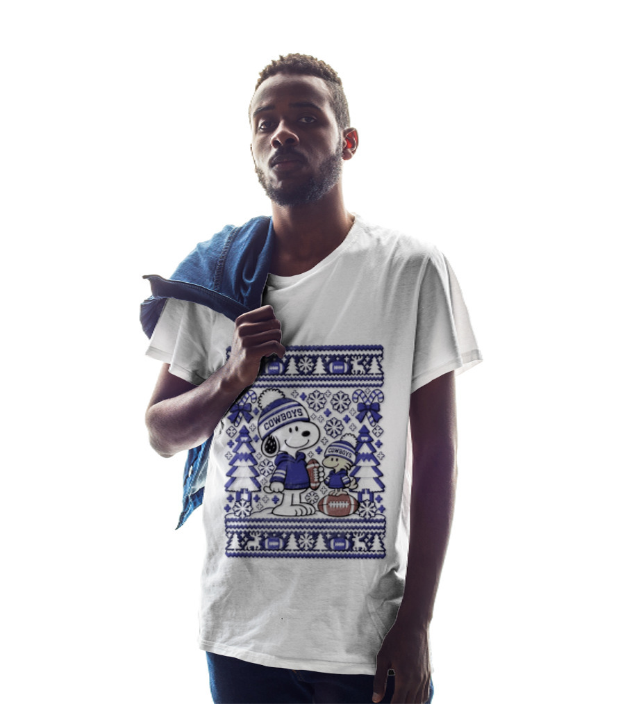 Dallas Cowboys Snoopy Woodstock Christmas Football Peanuts Holiday Sweater T-Shirt
