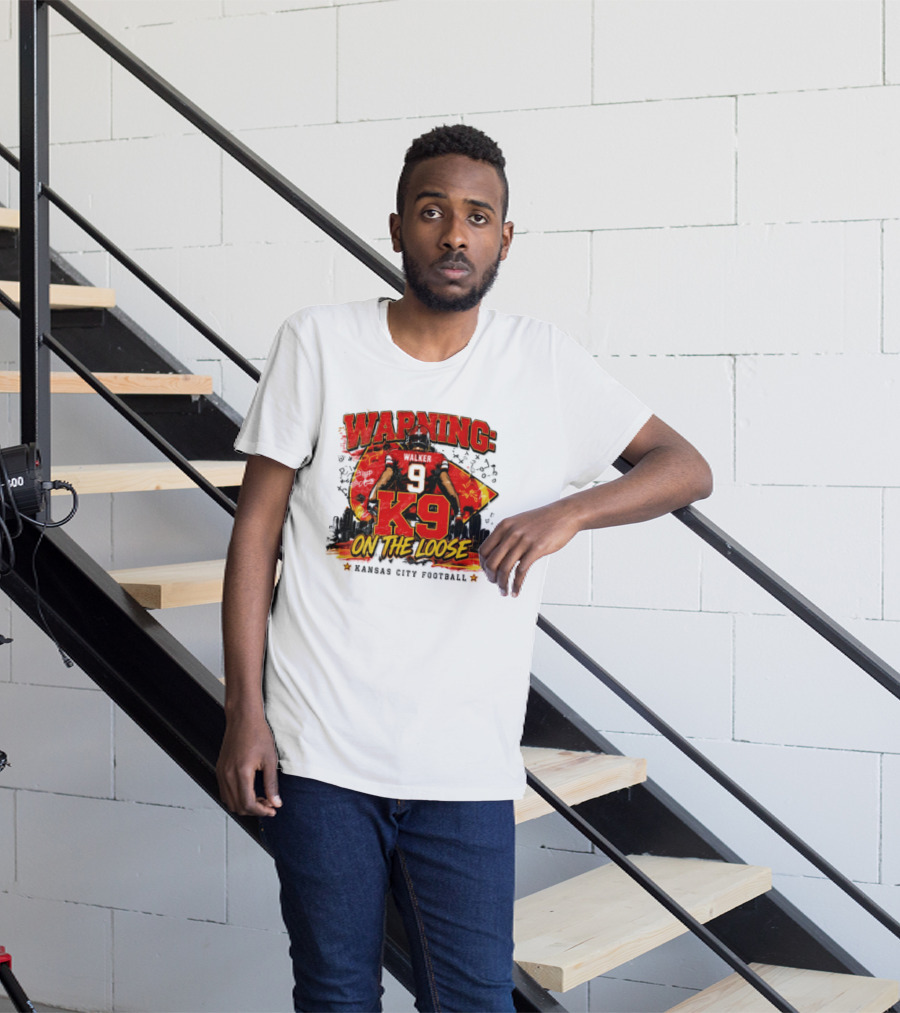 Warning K9 On The Loose 9 Kansas City Football T-Shirt