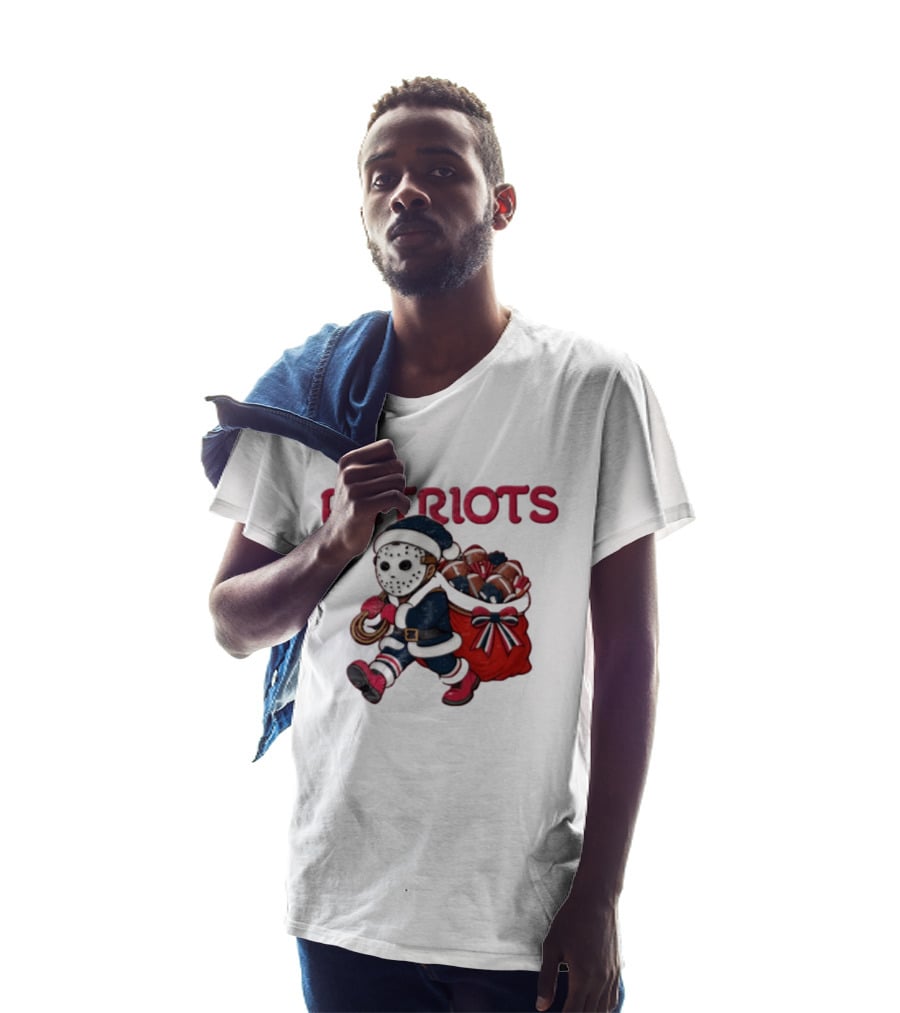 Patriots Christmas Football Horror Red Navy Holiday Mask T-Shirt